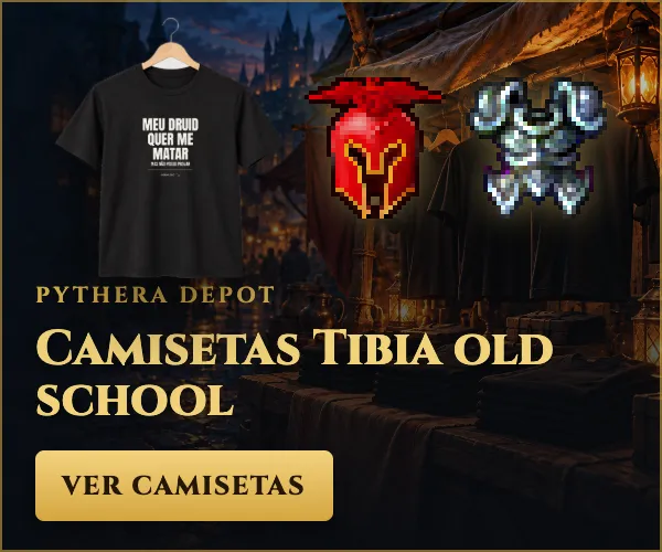 Camisetas Tibia old school da Pythera Depot, a partir de R$ 89,90