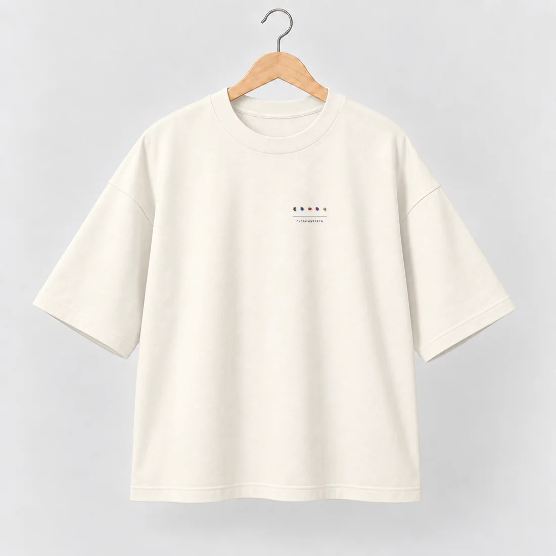 Camiseta Tibia Runas · Oversized Off-white