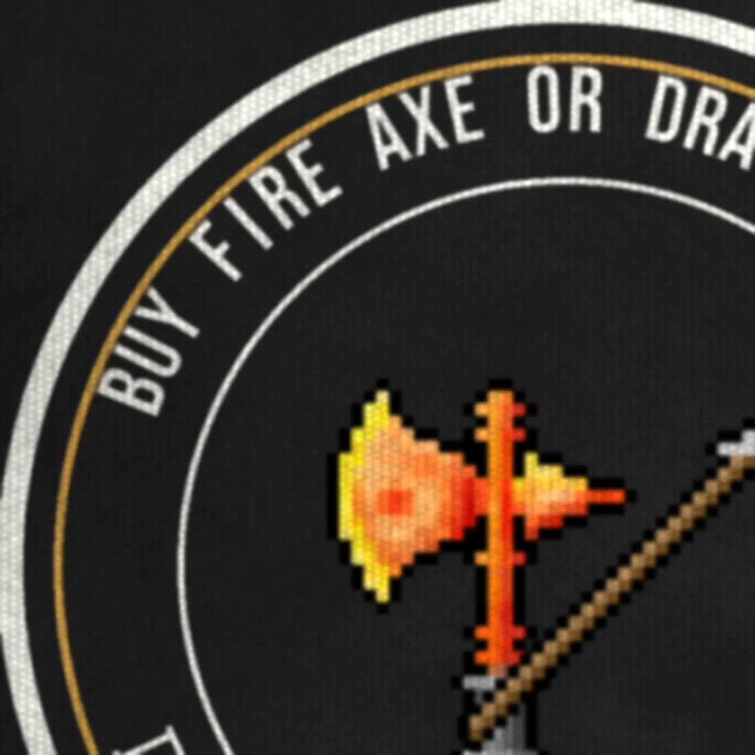 Camiseta Tibia Fire Axe · DP Venore, detalhe da estampa